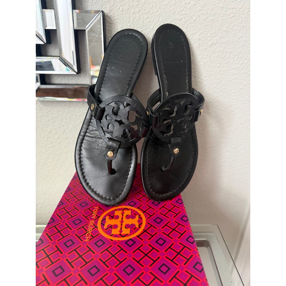 Tory Burch Miller Sandals Black Patent Size 8.5 - Picture 4 of 5